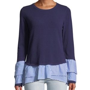 P. Luca Striped Trim Blouse
